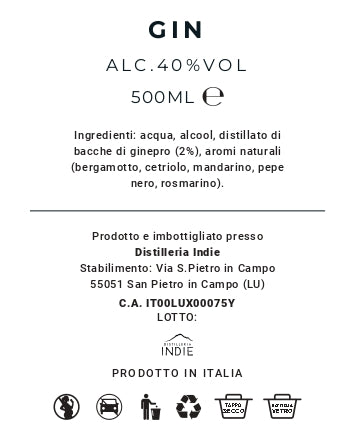 Tirrenia® Gin - Premium Tuscan Craft Gin 500ml 40%